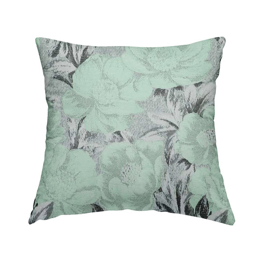 Bloomsbury Floral Pattern Weaves Shiny Aqua Green Quality Furnishing Fabric JO-383 - Handmade Cushions