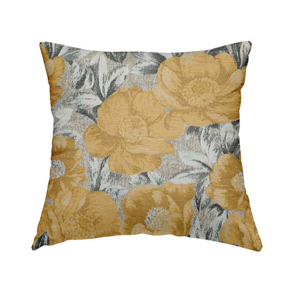 Bloomsbury Floral Pattern Weaves Shiny Golden Orange Quality Furnishing Fabric JO-392 - Handmade Cushions