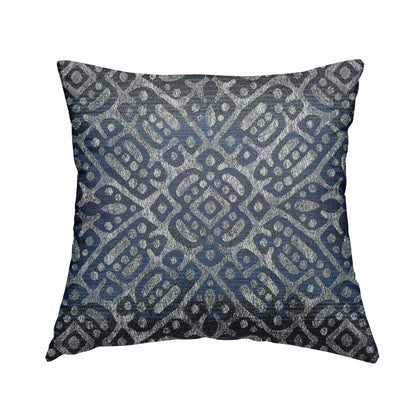 Lomasi Metallic Tones Fabric Steel Blue Portuguese Medallion Pattern Designer Fabric JO-396 - Handmade Cushions