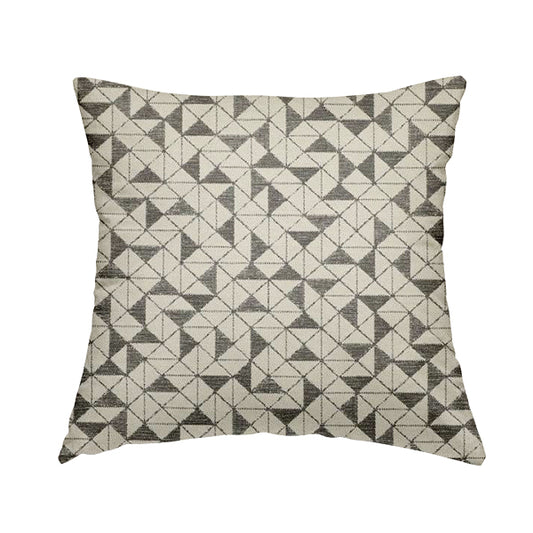 Voyage Designer Geometric Small Motif Pattern In Cream Brown Soft Chenille Upholstery Fabric JO-405 - Handmade Cushions