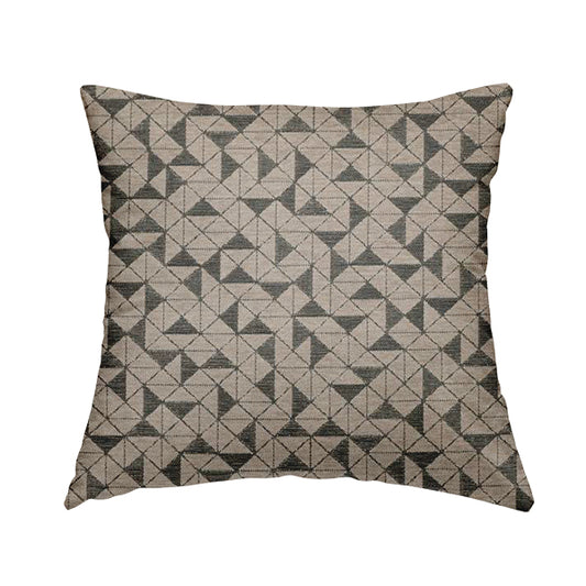 Voyage Designer Geometric Small Motif Pattern In Grey Soft Chenille Upholstery Fabric JO-407 - Handmade Cushions