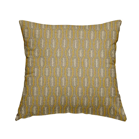 Atmosfera Woven Fabric Funky Modern Yellow Eyelet Stripe Pattern Furnishing Fabric JO-411 - Handmade Cushions