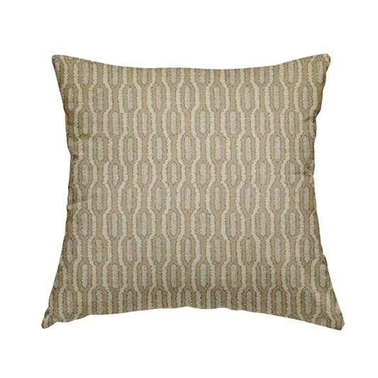 Atmosfera Woven Fabric Funky Modern Brown Beige Eyelet Stripe Pattern Furnishing Fabric JO-414 - Handmade Cushions