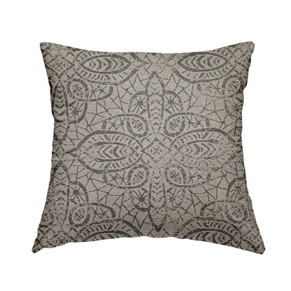 Voyage Designer Medallion Pattern In Grey Pattern Soft Chenille Upholstery Fabric JO-420 - Handmade Cushions