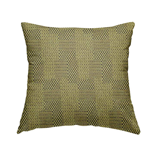Voyage Of Gingham Geometric Patch Pattern In Green Colour Woven Soft Chenille Upholstery Fabric JO-442 - Handmade Cushions