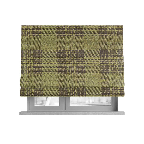 Voyage Of Checked Tartan Pattern In Green Colour Woven Soft Chenille Upholstery Fabric JO-448 - Roman Blinds