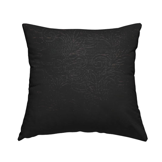 Voyage Of Floral Pattern In Black Colour Woven Soft Chenille Upholstery Fabric JO-452 - Handmade Cushions
