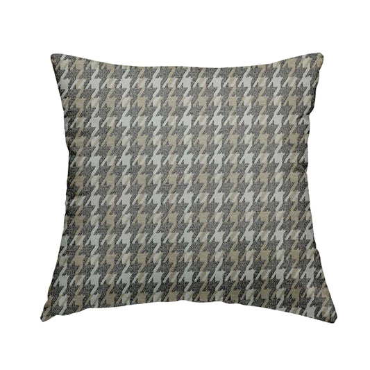 Boxer Houndstooth Pattern In Grey Colour Woven Soft Chenille Upholstery Fabric JO-456 - Handmade Cushions