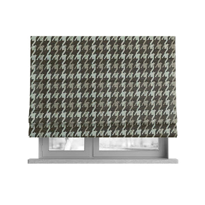 Boxer Houndstooth Pattern In Brown Colour Woven Soft Chenille Upholstery Fabric JO-457 - Roman Blinds