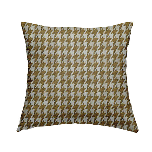 Boxer Houndstooth Pattern In Yellow Colour Woven Soft Chenille Upholstery Fabric JO-458 - Handmade Cushions