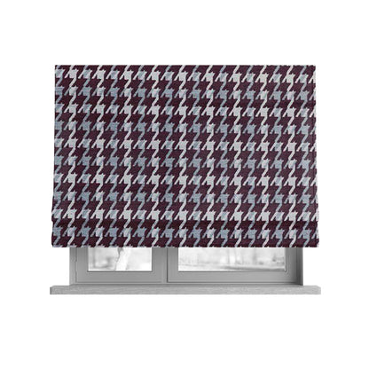 Boxer Houndstooth Pattern In Purple Colour Woven Soft Chenille Upholstery Fabric JO-459 - Roman Blinds