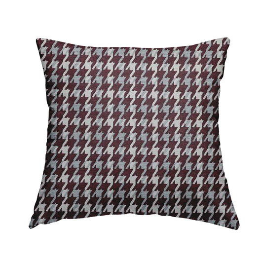 Boxer Houndstooth Pattern In Purple Colour Woven Soft Chenille Upholstery Fabric JO-459 - Handmade Cushions