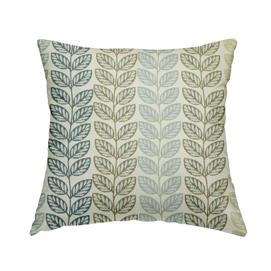 Fantasque Floral Leaf Inspired Pattern White Grey Yellow Colour Soft Woven Fabric JO-461 - Handmade Cushions