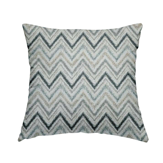 Elwin Decorative Weave Teal Blue Colour Chevron Pattern Jacquard Fabric JO-470 - Handmade Cushions