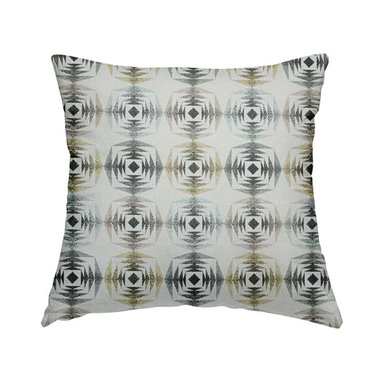 Normandie Geometric Pattern In Yellow Grey Jacquard Upholstery Fabrics JO-474 - Handmade Cushions