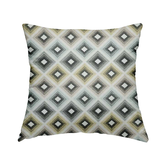 Normandie Geometric Pattern In Yellow Grey Jacquard Upholstery Fabrics JO-476 - Handmade Cushions