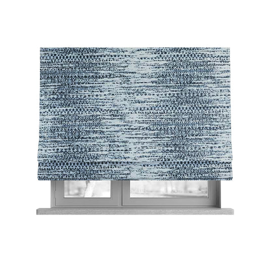 Ella Pattern Interior Fabric In White Blue Colour Woven Soft Chenille Fabric JO-478 - Roman Blinds