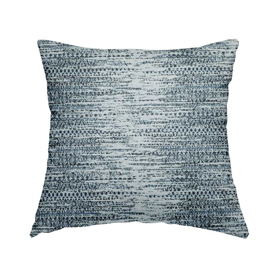 Ella Pattern Interior Fabric In White Blue Colour Woven Soft Chenille Fabric JO-478 - Handmade Cushions