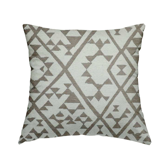 Marlow Woven Modern Geometric Aztec Pattern In Cream Brown Interior Fabric JO-481 - Handmade Cushions
