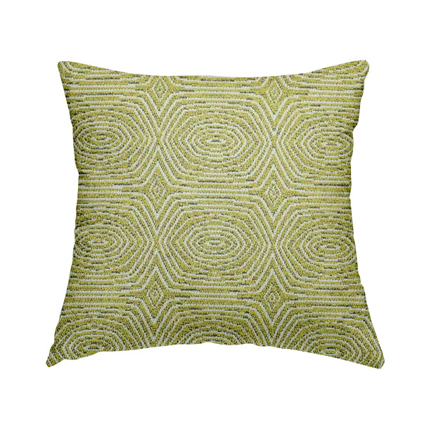 Geometric Uniform Pattern In Green Colour Chenille Upholstery Fabric JO-503 - Handmade Cushions