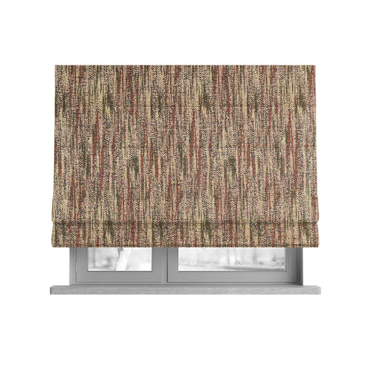 Ornare Theme Inspired Abstract Pattern Soft Woven Jacquard Red Green Orange Colour Interior Fabric JO-504 - Roman Blinds