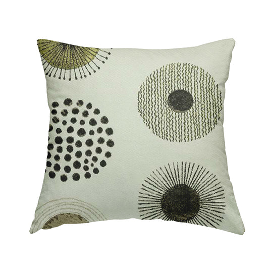 Funky Found Shaped Design Green Black Cream Chenille Upholstery Fabric JO-510 - Handmade Cushions