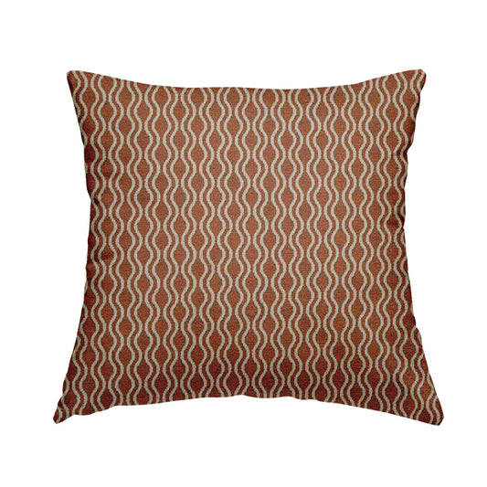 Piccadilly Collection Eclipse Pattern Woven Upholstery Orange Chenille Fabric JO-512 - Handmade Cushions