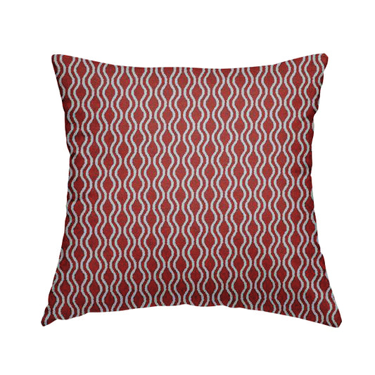 Piccadilly Collection Eclipse Pattern Woven Upholstery Red Chenille Fabric JO-513 - Handmade Cushions