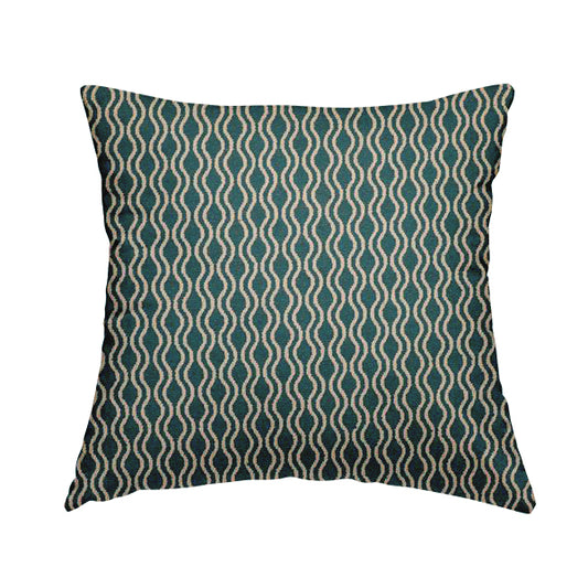 Piccadilly Collection Eclipse Pattern Woven Upholstery Teal Chenille Fabric JO-516 - Handmade Cushions