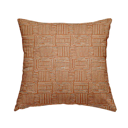 Piccadilly Collection Gingham Pattern Woven Upholstery Orange Chenille Fabric JO-519 - Handmade Cushions