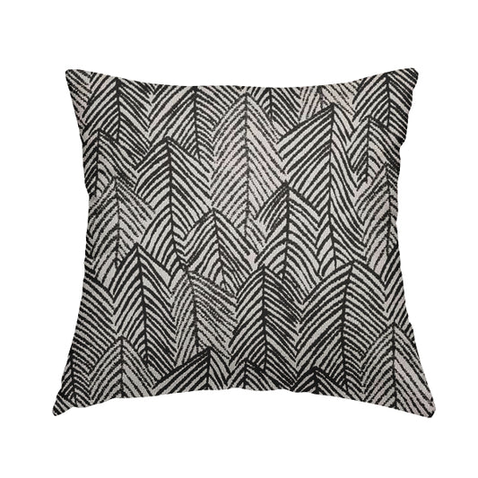 Piccadilly Collection Leaf Floral Pattern Woven Upholstery Black Chenille Fabric JO-525 - Handmade Cushions