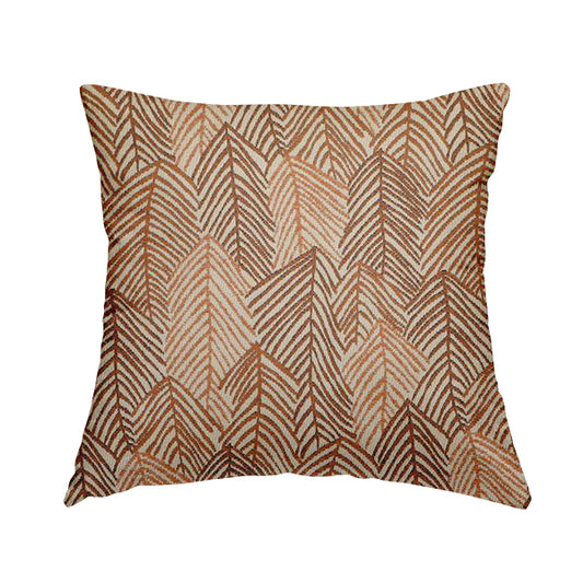 Piccadilly Collection Leaf Floral Pattern Woven Upholstery Orange Chenille Fabric JO-526 - Handmade Cushions