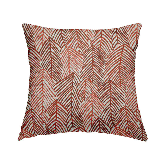 Piccadilly Collection Leaf Floral Pattern Woven Upholstery Red Chenille Fabric JO-527 - Handmade Cushions