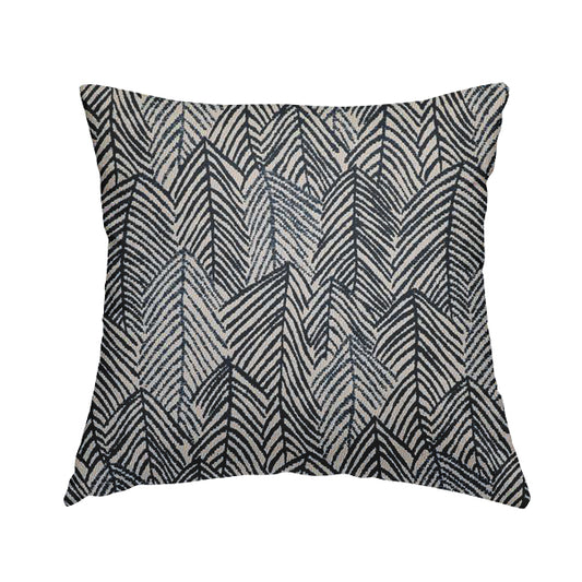 Piccadilly Collection Leaf Floral Pattern Woven Upholstery Navy Blue Chenille Fabric JO-531 - Handmade Cushions