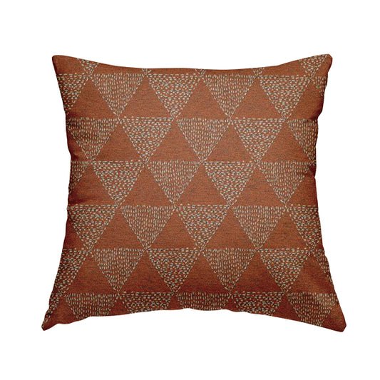 Piccadilly Collection Geometric Triangle Pattern Woven Upholstery Orange Chenille Fabric JO-533 - Handmade Cushions