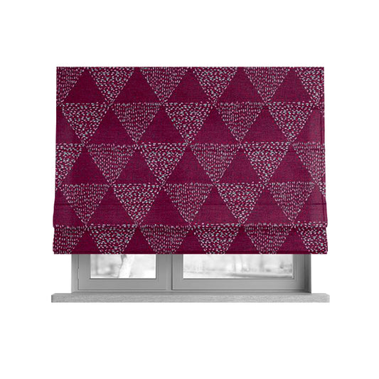 Piccadilly Collection Geometric Triangle Pattern Woven Upholstery Pink Chenille Fabric JO-535 - Roman Blinds