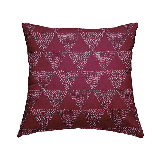 Piccadilly Collection Geometric Triangle Pattern Woven Upholstery Pink Chenille Fabric JO-535 - Handmade Cushions