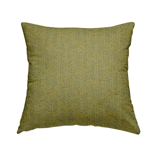 Piccadilly Collection Geometric Chevron Pattern Woven Upholstery Green Chenille Fabric JO-540 - Handmade Cushions
