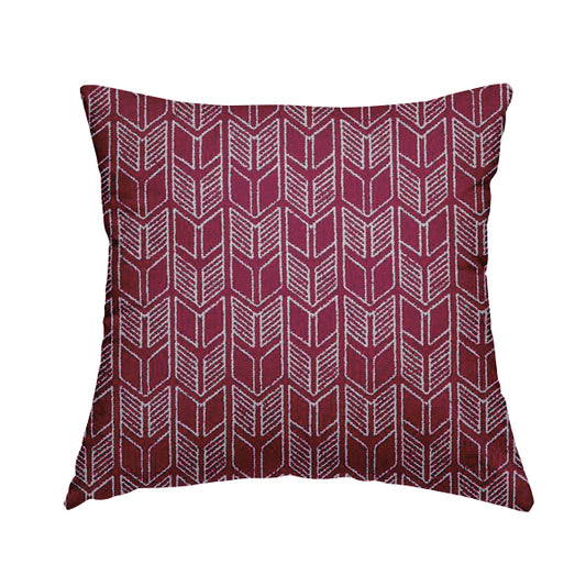 Piccadilly Collection Geometric Chevron Pattern Woven Upholstery Pink Chenille Fabric JO-543 - Handmade Cushions