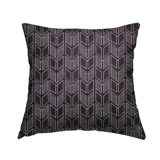 Piccadilly Collection Geometric Chevron Pattern Woven Upholstery Purple Chenille Fabric JO-544 - Handmade Cushions