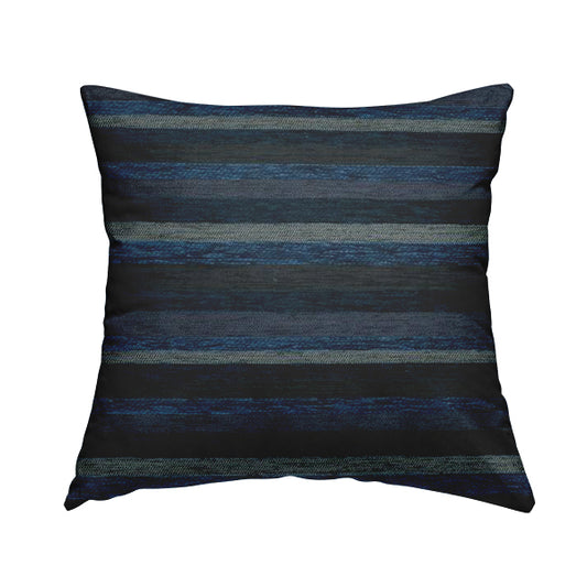 Enya Designer Soft Luxury Striped Fabric Blue Colour Chenille JO-549 - Handmade Cushions