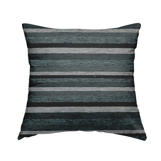 Enya Designer Soft Luxury Striped Fabric Silver Grey Colour Chenille JO-553 - Handmade Cushions