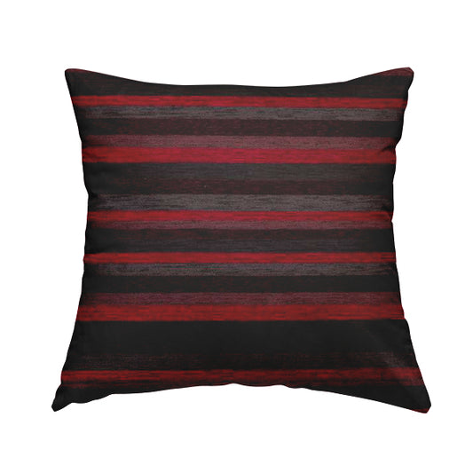 Enya Designer Soft Luxury Striped Fabric Red Colour Chenille JO-554 - Handmade Cushions
