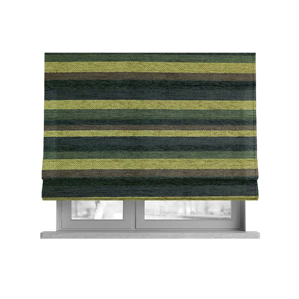 Enya Designer Soft Luxury Striped Fabric Green Colour Chenille JO-555 - Roman Blinds