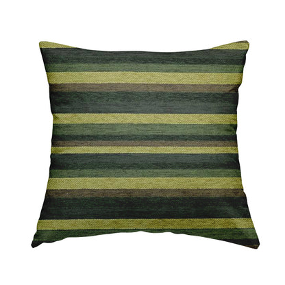 Enya Designer Soft Luxury Striped Fabric Green Colour Chenille JO