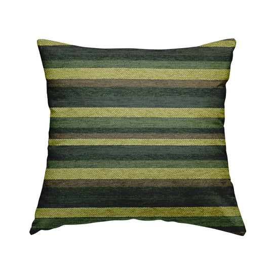 Enya Designer Soft Luxury Striped Fabric Green Colour Chenille JO-555 - Handmade Cushions