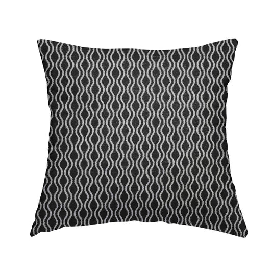 Piccadilly Collection Eclipse Pattern Woven Upholstery Black Chenille Fabric JO-556 - Handmade Cushions