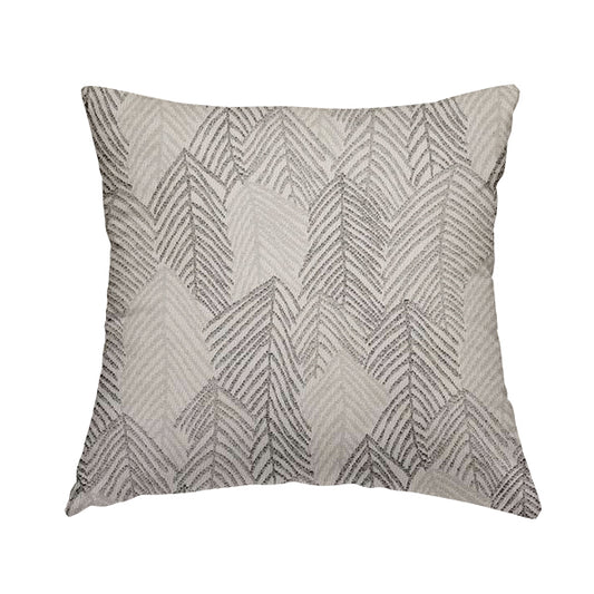 Piccadilly Collection Leaf Floral Pattern Woven Upholstery Silver Grey Chenille Fabric JO-560 - Handmade Cushions