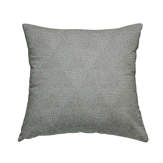 Piccadilly Collection Geometric Triangle Pattern Woven Upholstery Silver Grey Chenille Fabric JO-562 - Handmade Cushions