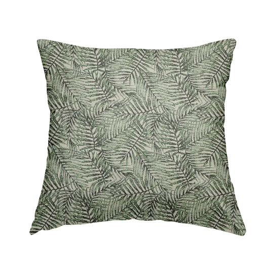 Fantasque All Over Jungle Leaf Inspired Pattern White Green Colour Chenille Fabric JO-572 - Handmade Cushions